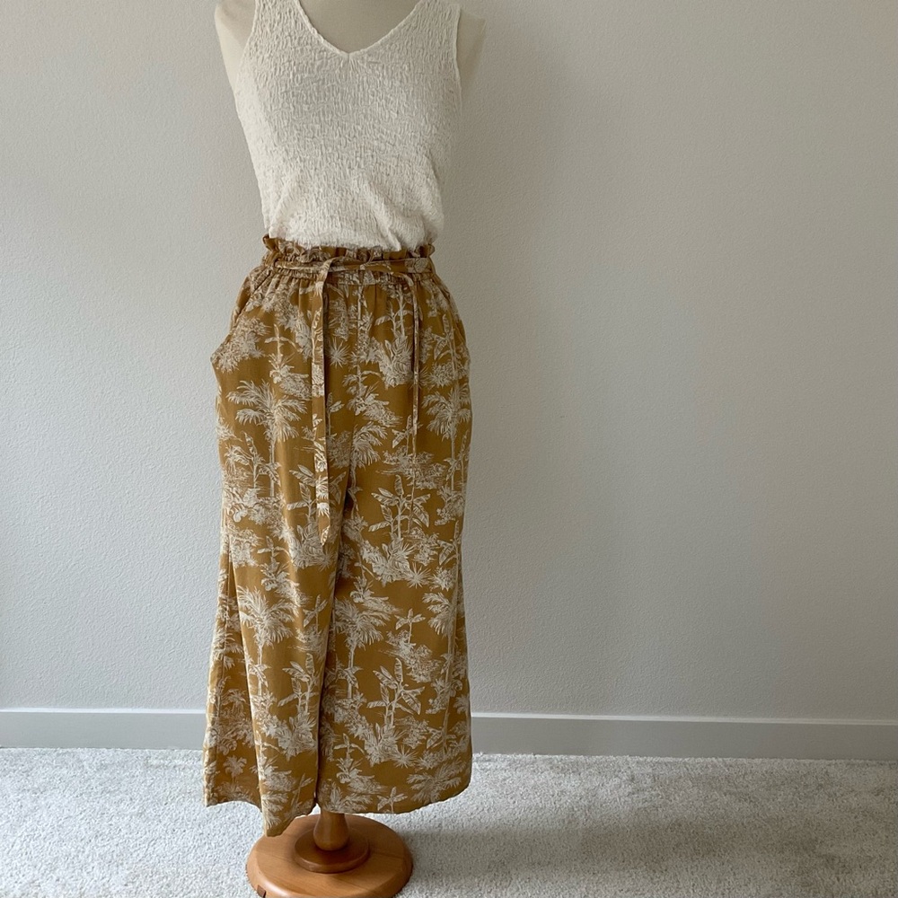 American Eagle Palm Tree High Waist Paperbag Pants M - Picture 2 of 13